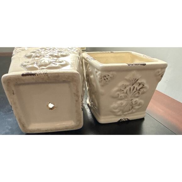 Antique Pottery square planters - Picture 3 of 4